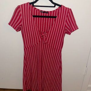 Red and White Pinstripe Tie Dress